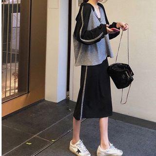 Set: Zip Jacket + Midi A-line Skirt