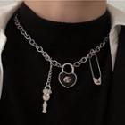 Lock Chain Necklace Silver - One Size