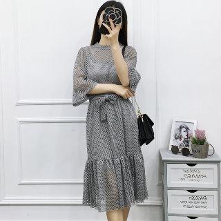 Short-sleeve Mesh Dress