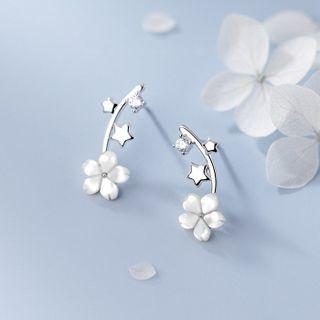Flower Rhinestone Sterling Silver Stud Earring