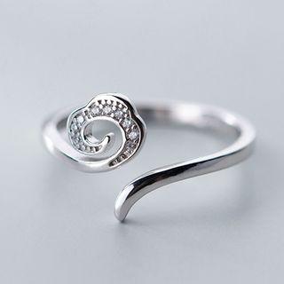 925 Sterling Silver Rhinestone Cloud Open Ring S925 Silver Ring - One Size