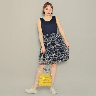 Sleeveless Pattern-hem Dress