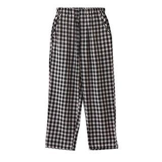 Crop Plaid Pants Black - One Size