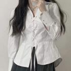 Lace-up Shirt / Pleated Skirt