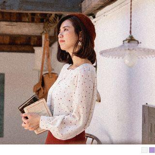 Square Neck Dotted Print Blouse