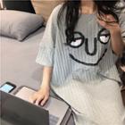 Short Sleeve Printed Knit Dress