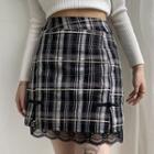 Plaid Lace Trim Mini Skirt