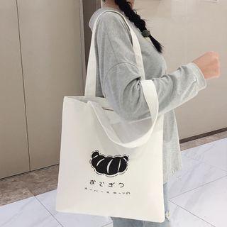 Bread Print Canvas Tote Bag White - One Size