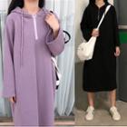 Zipped Front Hooded T-shirt Dress