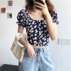 Short-sleeve Floral Printed Top