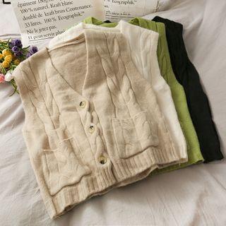 Button-down Cable-knit Vest In 5 Colors