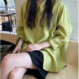 Long Sleeve Oversized Silk Shirt