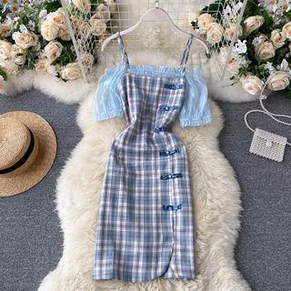 Suspender Short-sleeve Panel Dress