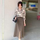Tie-dyed Shirt / Midi A-line Skirt
