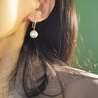 Pearl Alloy Dangle Earring 1 Pair - Gold - One Size