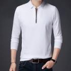 Long-sleeve Collar Half-zip T-shirt