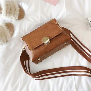 Striped Strap Faux Leather Crossbody Bag