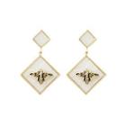Fashion And Elegant Plated Gold Enamel Bee Shell Geometric Earrings Golden - One Size