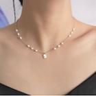 Tag Pendant Faux Pearl Necklace