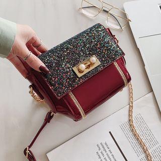 Glitter Paneled Crossbody Bag