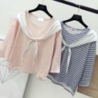 Mock-two Striped 3/4-sleeve T-shirt