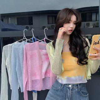 Ribbed Cardigan / Tie-dyed Camisole Top