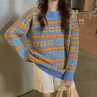 Oversize Pattern Embroidered Sweater