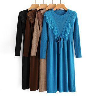 Ruffled A-line Knit Dress