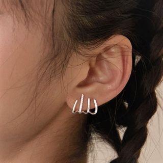 Rhinestone Sterling Silver Layered Earring