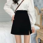 High Waist Plain A-line Mini Skirt
