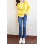 Wide-sleeve Colored Knit Top