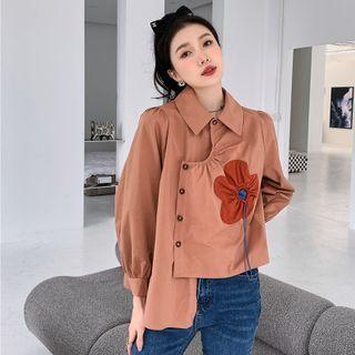 Asymmetrical Floral-accent Shirt