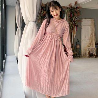 Lettuce Edge Midi A-line Chiffon Dress