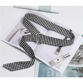 Gingham Grosgrain Belt Black & White - One Size