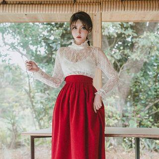 Modern Hanbok Set Lace Top & Maxi Skirt