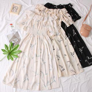 Boatneck Printed A-line Dress