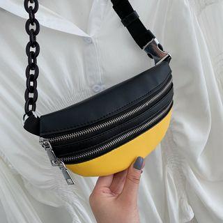 Color Block Zip Detail Belt Bag