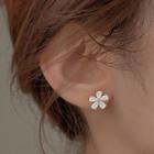 Flower Cat Eye Stone Sterling Silver Earring 1 Pair - Light Pink - One Size