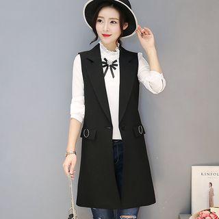 One-button Lapel Long Dress Vest
