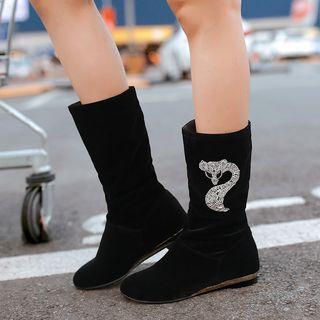 Embellished Mid-calf Boots