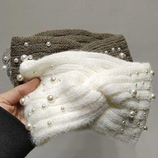 Faux Pearl Twisted Knit Headband