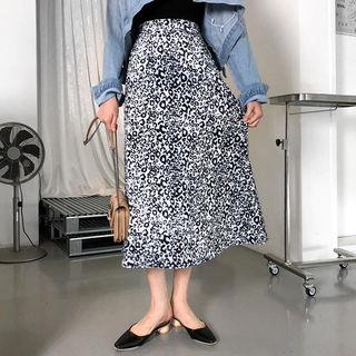 Velvet Leopard Long Flare Skirt