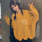 Ribbed Printed Sweatshirt