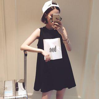 Lettering Sleeveless A-line Dress