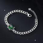 Gemstone Bracelet 1 Pc - Silver & Green - One Size
