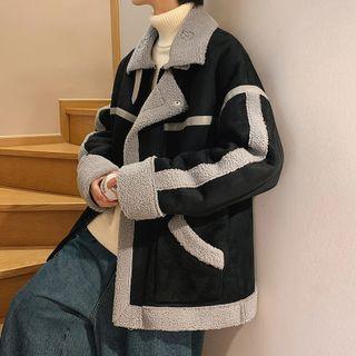 Long-sleeve Two-tone Suede Jacket