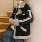 Long-sleeve Two-tone Suede Jacket