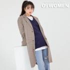 Plus Size Single-breasted Plaid Coat Brown - 2