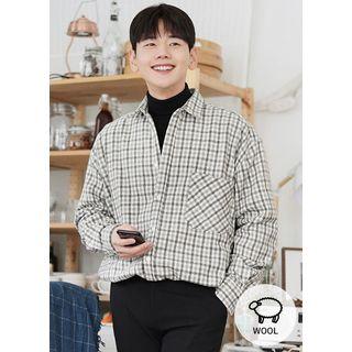Wool Blend Checked Flannel Shirt