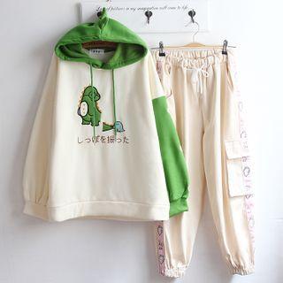 Cartoon Dinosaur Embroidered Hoodie / Sweatpants / Set